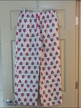 Relativity White Pajama Pants with Pink Owl Print